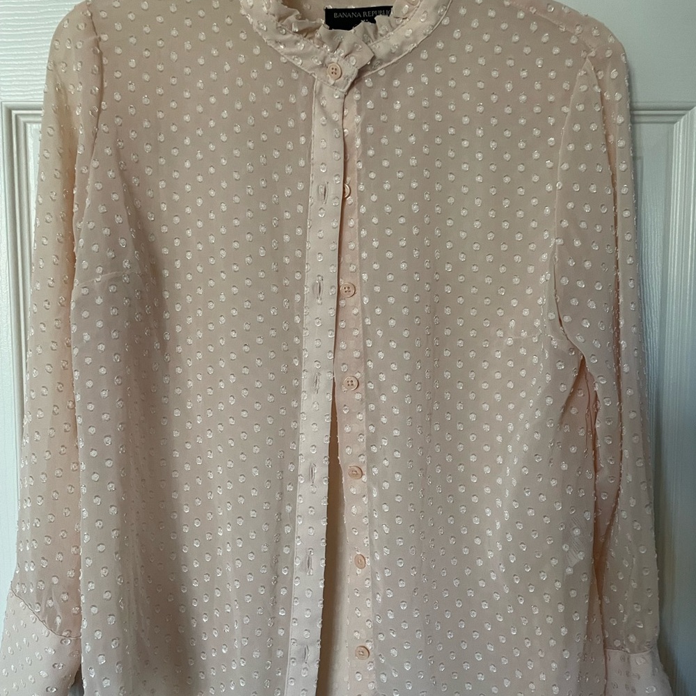 Banana Republic Button Down Blouse Long Sleeve Peachy Cream Sz:XS